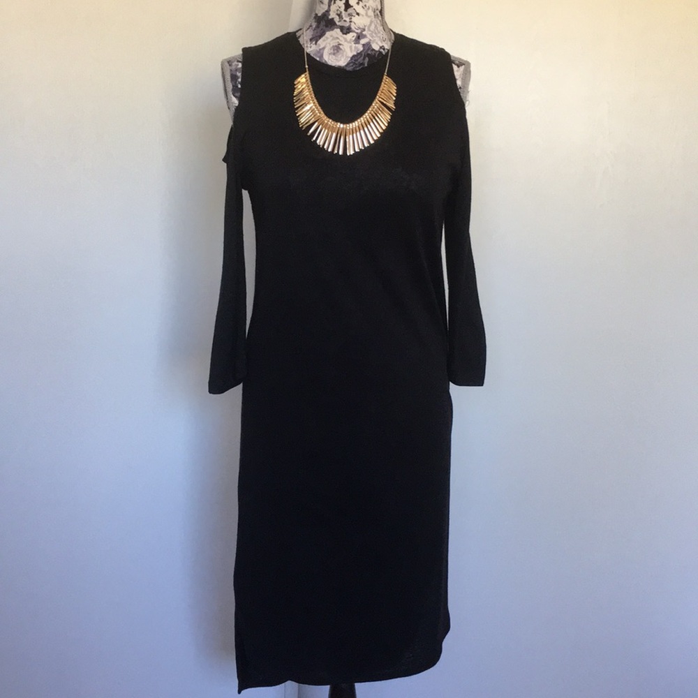 Cold shoulder black dress
